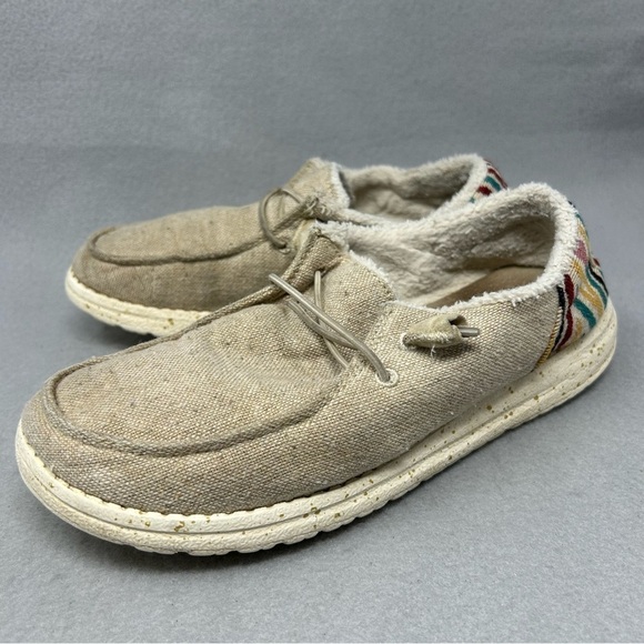 Hey Dude Wendy Funk Wool Grey Aztec Shoes Loafers Women's Size 7. - Picture 1 of 13